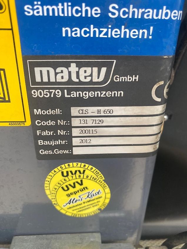 Matev CLS 650 H Hochentleerung mit MOW FM 140 Mähwerk