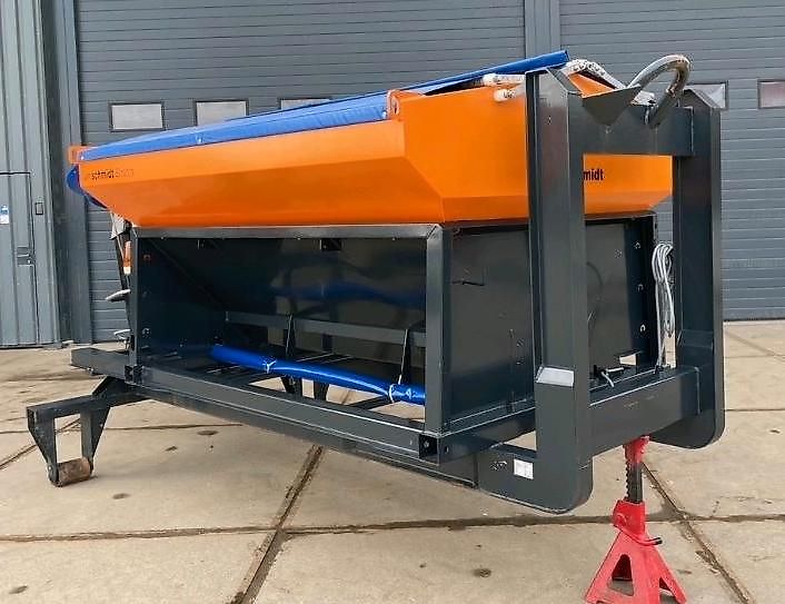 Neuwertiger Schmidt Stratos S30-27 VEP-490 Salzstreuer für Hakenlift Abrollcontainer Streuautomat Winterdienst Streusilo für LKW