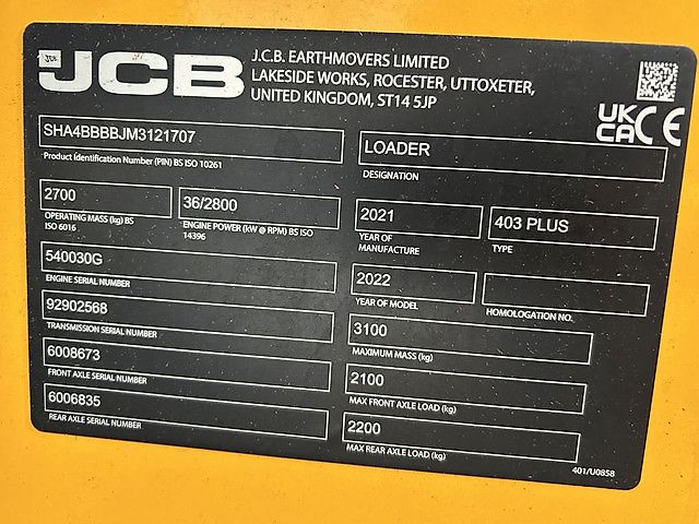 JCB 403 Plus Canopy